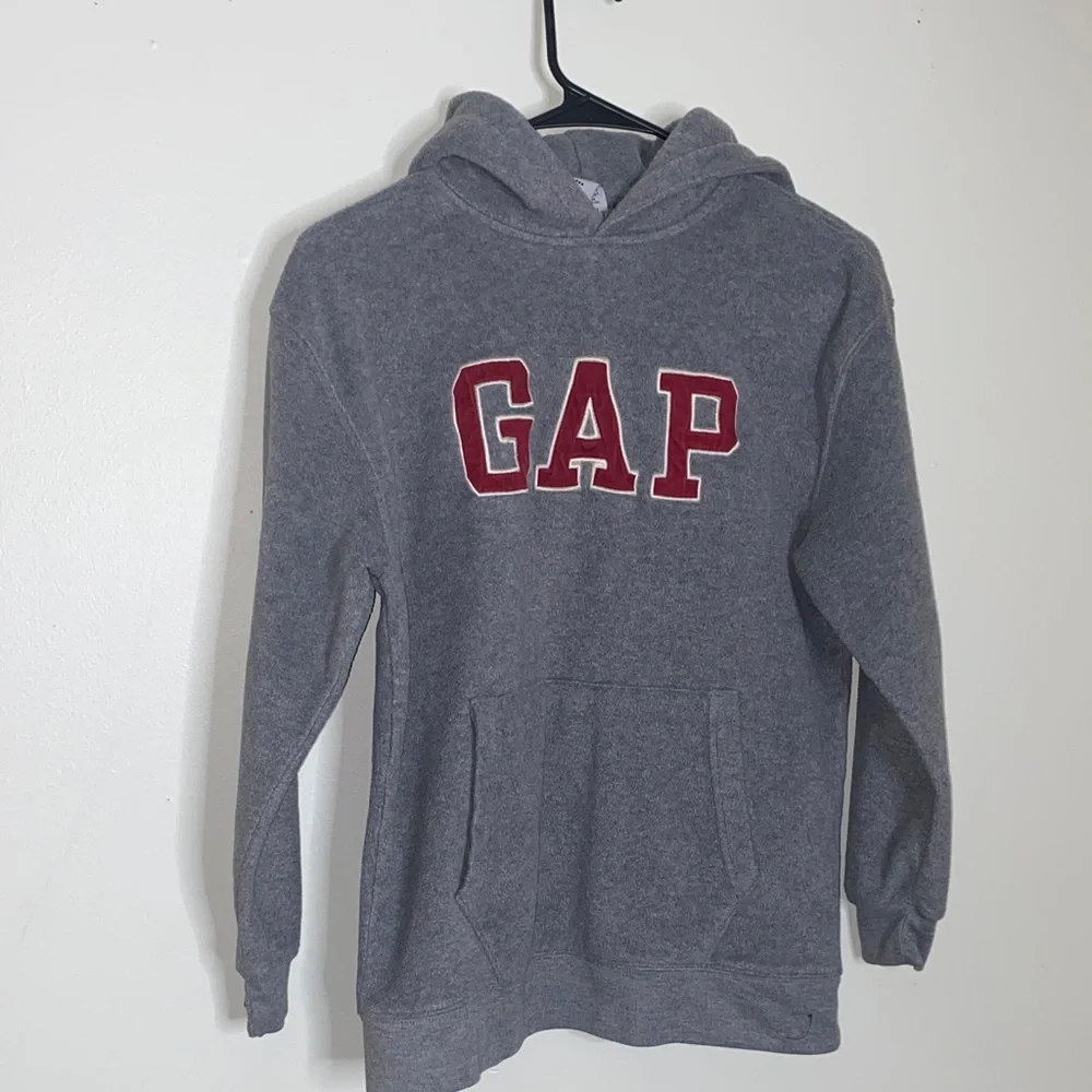 Boys GAP Charcoal Hoodie with Burgundy Logo